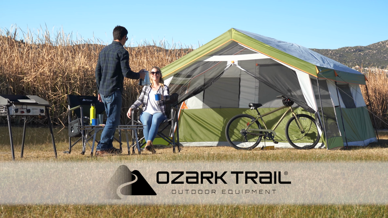 Ozark Trail 8 Person Family Cabin Tent 1 Room with Screen Porch Green Dimensions 12 x11 x7 45.86 lbs. Walmart