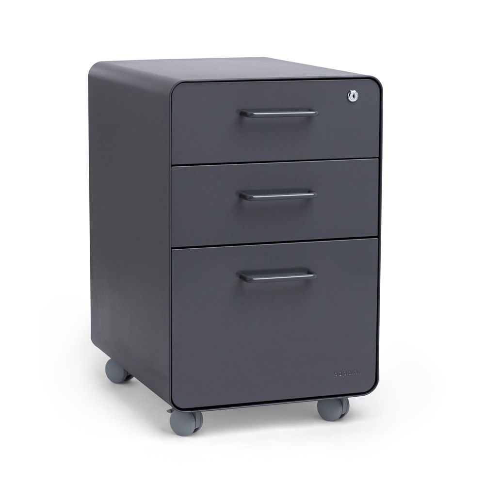 Shop Staples For Poppin Stow 3 Drawer Vertical File Charcoal