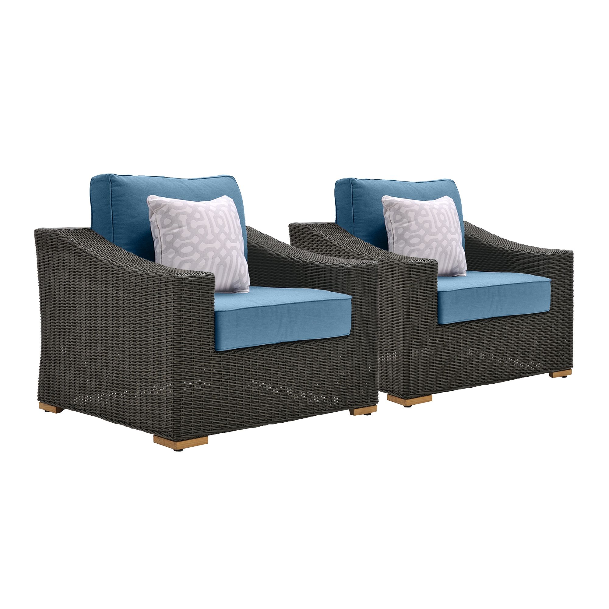 La Z Boy Outdoor New Boston Set Of 2 Wicker Metal Stationary