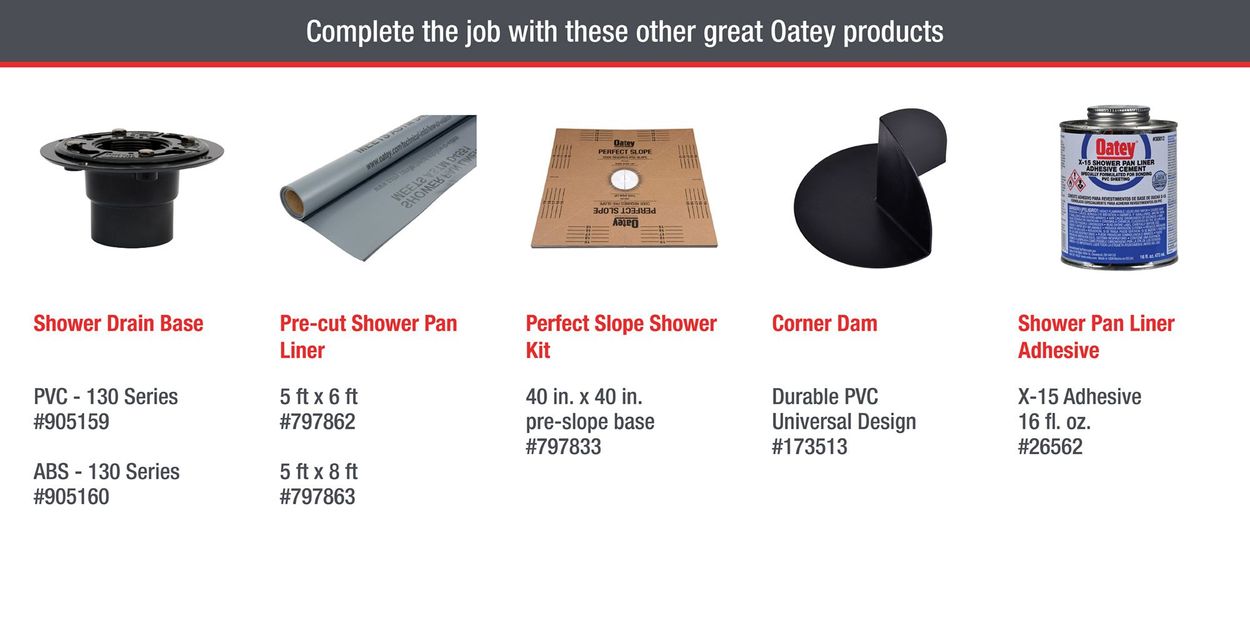 PVC Shower Pan Liner Kit 5 x 6 ft 4 Dam Corners 40 mil Thick Flexible