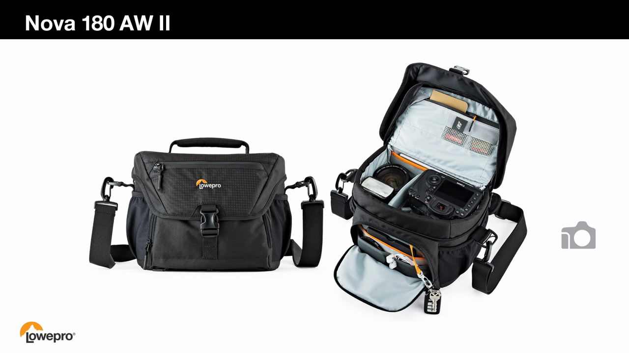 thumbnail video image 2 of Lowepro Nova 180 AW Shoulder Camera Bag (Black), 2 of 3