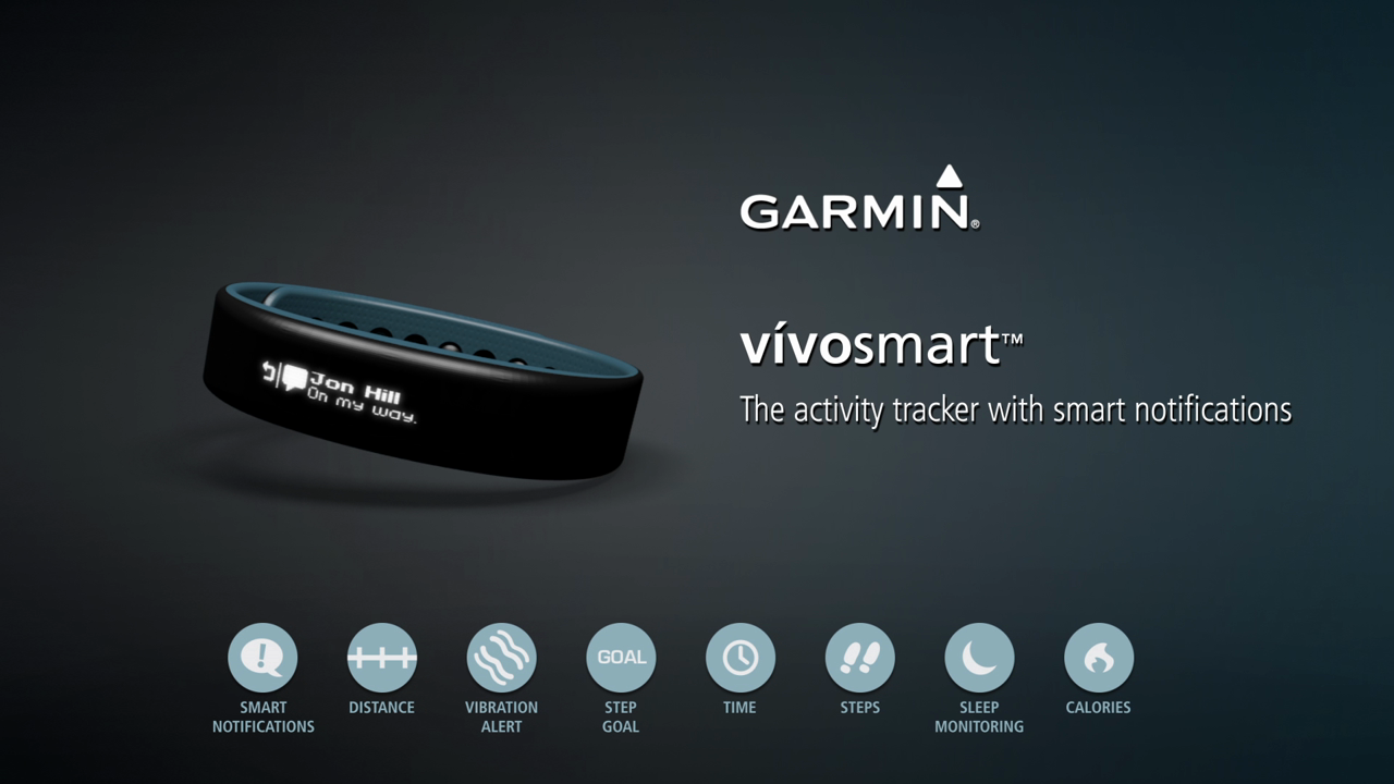 thumbnail video image 2 of Garmin v��vosmart - Small - activity tracker - monochrome - Bluetooth, ANT+/ANT - 0.66 oz - black - with heart rate monitor, 2 of 5
