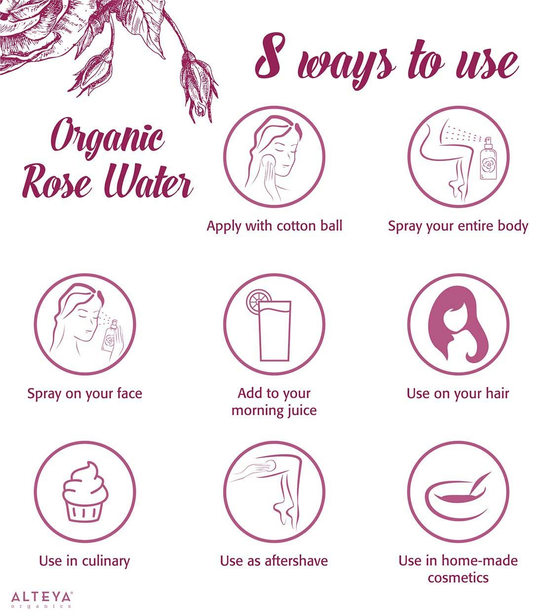 8 ways to use organic rose water