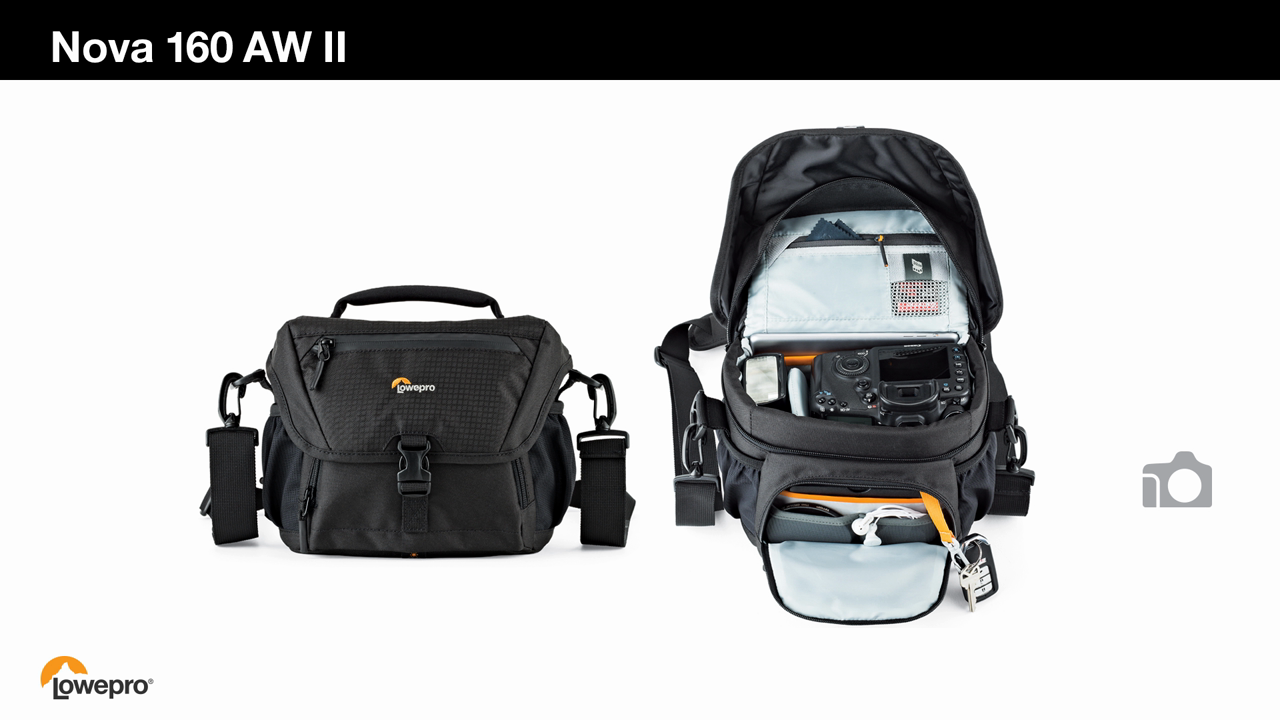 thumbnail video image 2 of Lowepro Nova 160 AW II Shoulder Bag, Black, 2 of 11