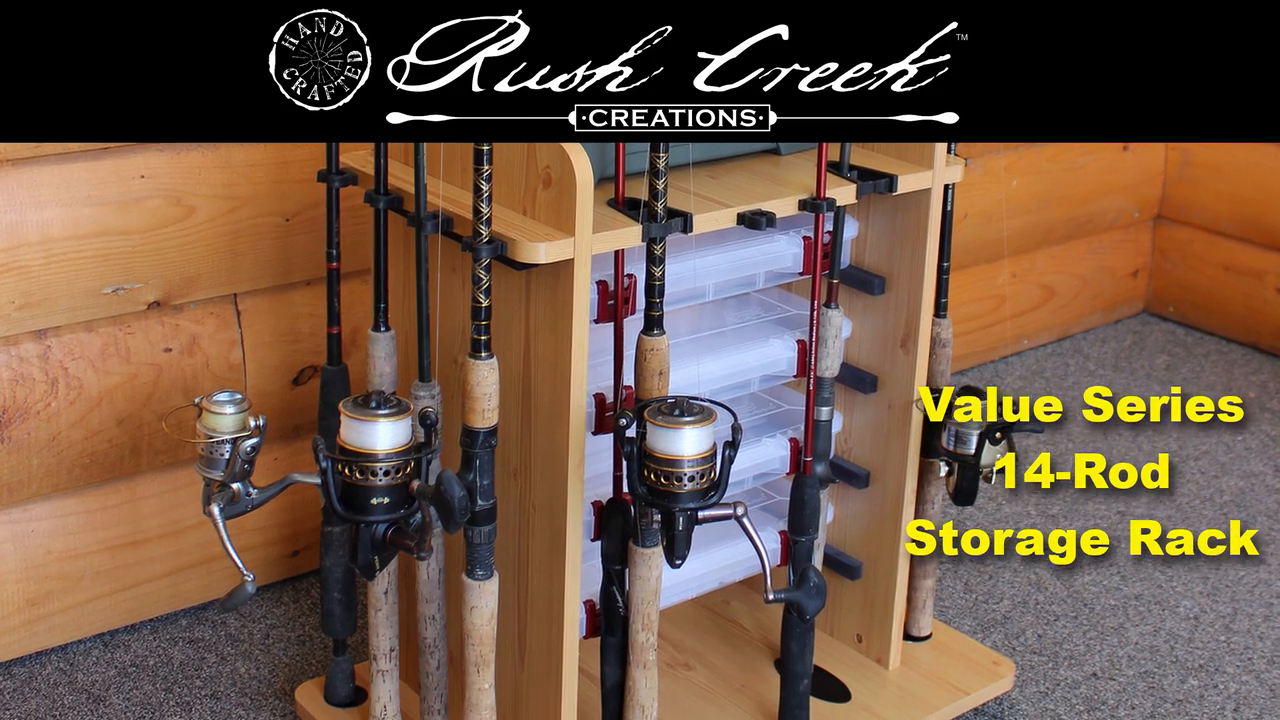 14 Fishing Rod Rack with 4 Utility Box Storage Capacity & shops Dual Rod Clips