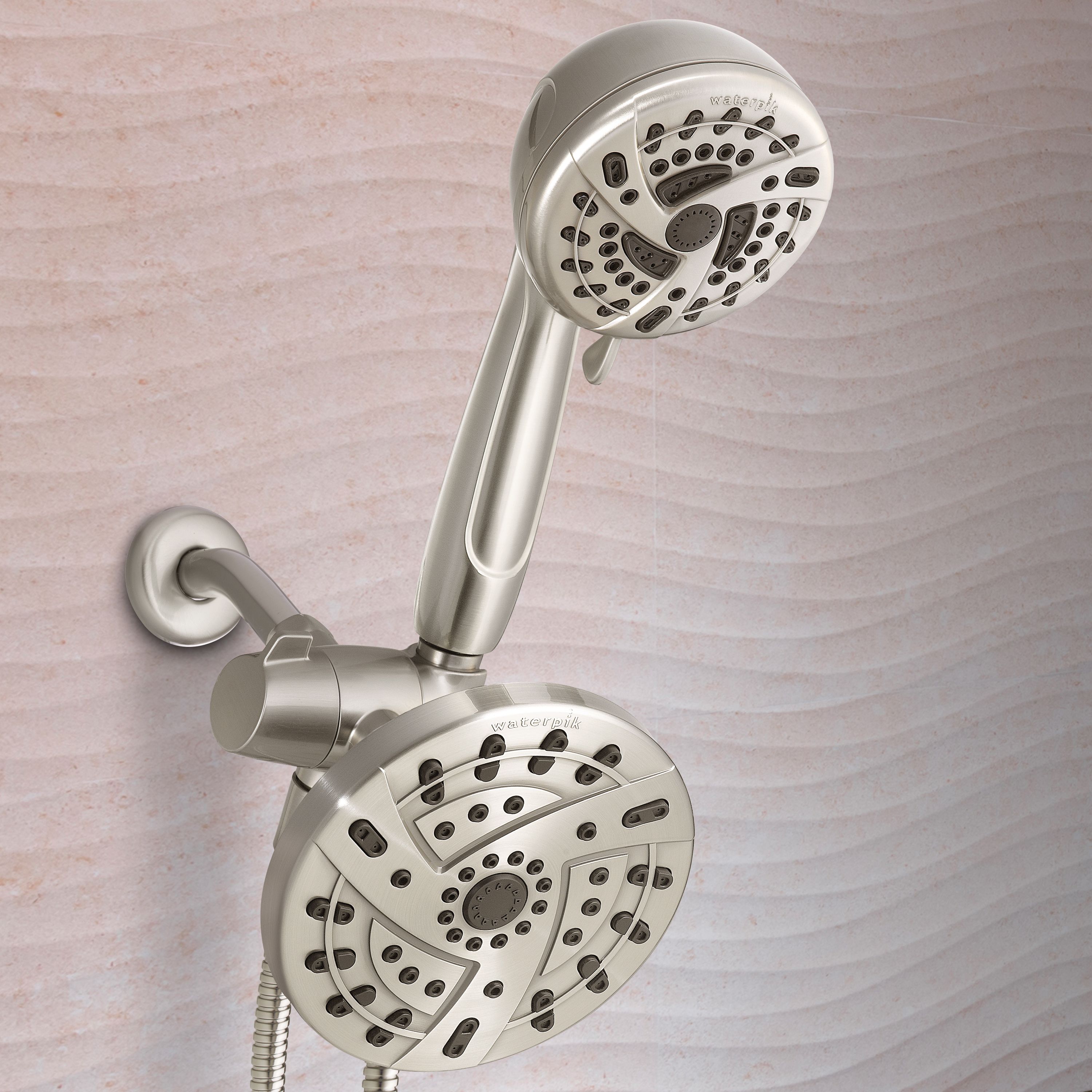 Waterpik PowerSpray+ 2in1 Dual Shower System, Shower Head, Brushed