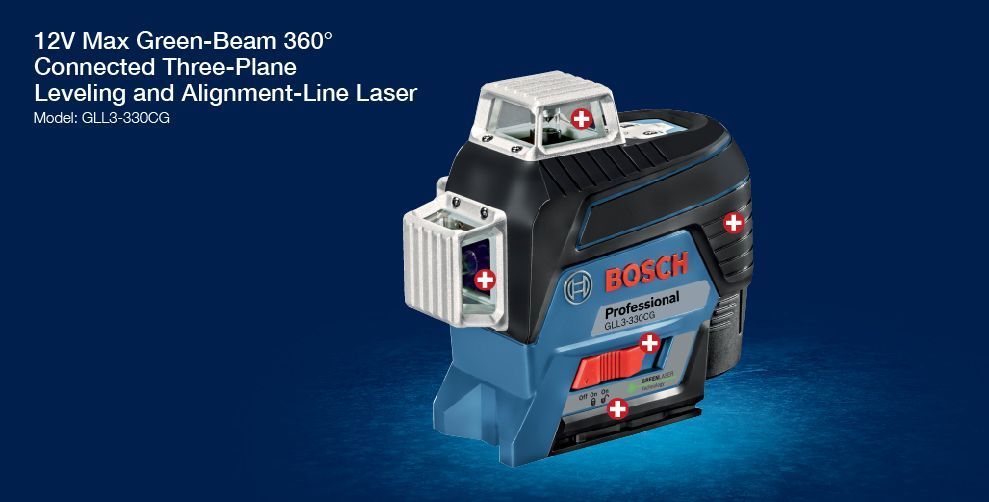 Bosch 330 Ft Green Beam Cross Line 360 Laser Level With Plumb